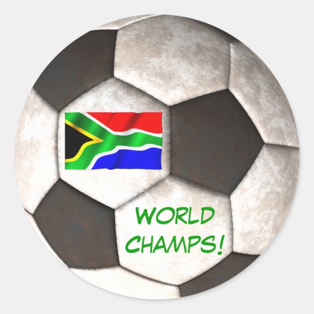 South Africa Soccer Ball "World Champs" Football Classic Round Sticker (Front)