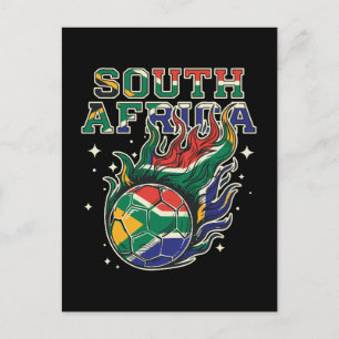 South Africa Soccer Flaming Ball Retro Football Fa Postcard