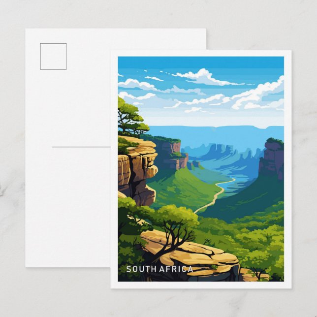 South Africa Travel Vintage Illustration Postcard (Front/Back)