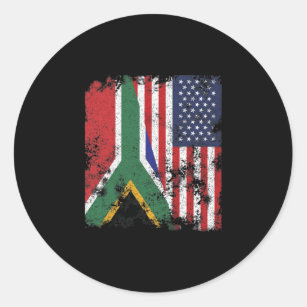 South Africa USA Flag - Half American Classic Round Sticker