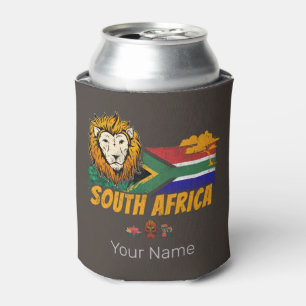 South Africa Vintage Lion Flag Safari Souvenir Can Cooler
