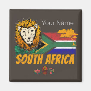 South Africa Vintage Lion Flag Safari Souvenir Magnet