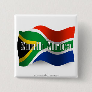 South Africa Waving Flag 15 Cm Square Badge