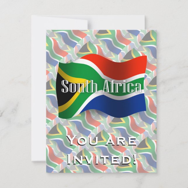South Africa Waving Flag Invitation (Front)