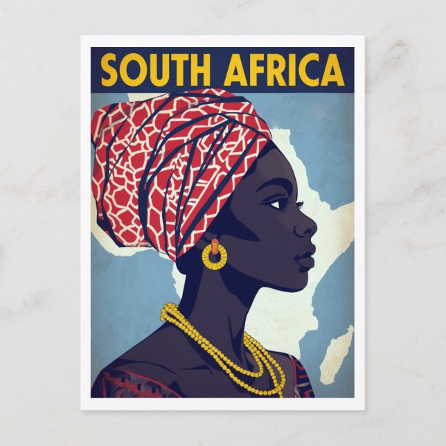 South Africa Woman Portrait Retro Art Postcard (Front)