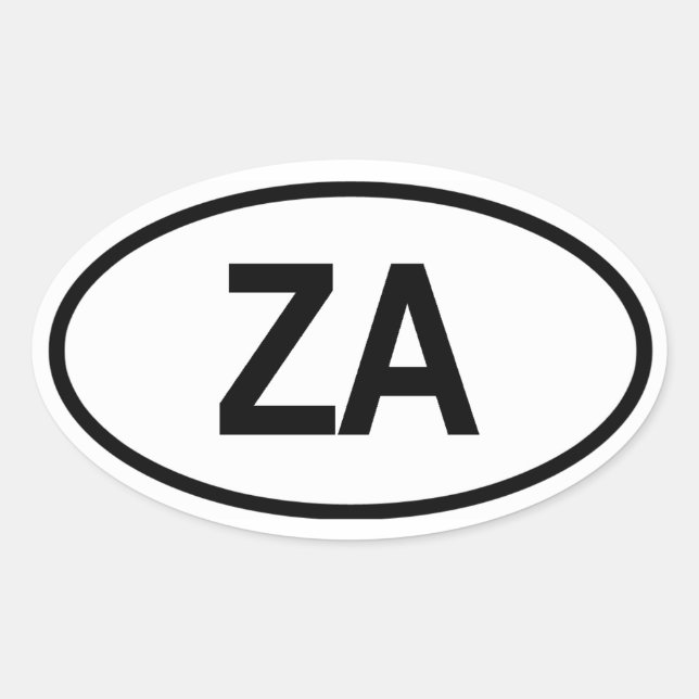 South Africa "ZA" Oval Sticker (Front)
