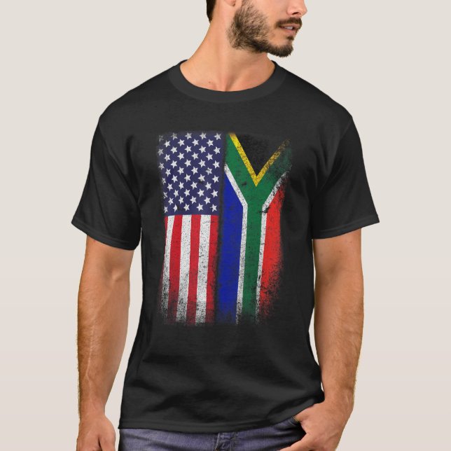 South African American Flag South Africa Usa Ameri T-Shirt (Front)