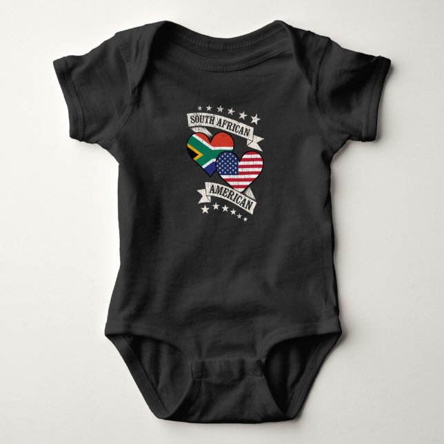 South African American Heart Flags South Africa Am Baby Bodysuit (Front)