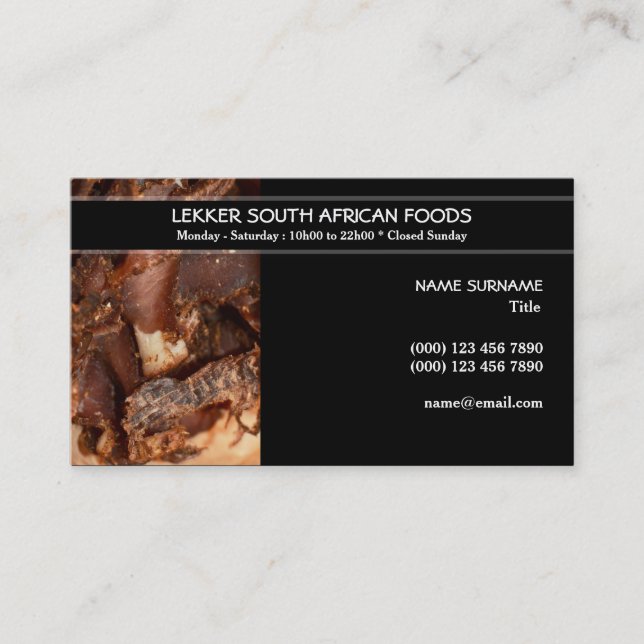 South African biltong | PERSONALIZE Business Card (Front)