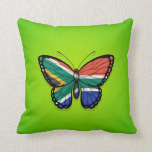 South African Butterfly Flag on Green Cushion