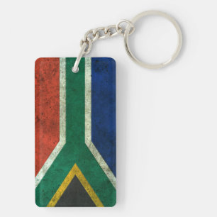 South African Flag Aged Steel Effect Key Ring