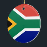 South African Flag Ceramic Tree Decoration<br><div class="desc">This design features the national flag of South Africa (officially the Republic of South Africa), which is the southernmost country in Africa. About 80% of South Africans are of Black African ancestry, while the remaining population consists of large communities of European, Asian and multiracial ancestry. South Africa has three capital...</div>