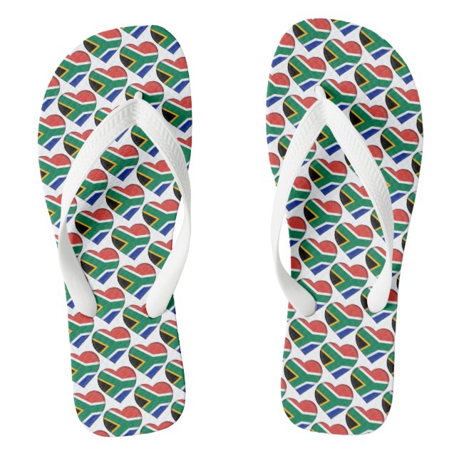 South African Flag Colours Hearts Pattern Patrioti Jandals (Footbed)