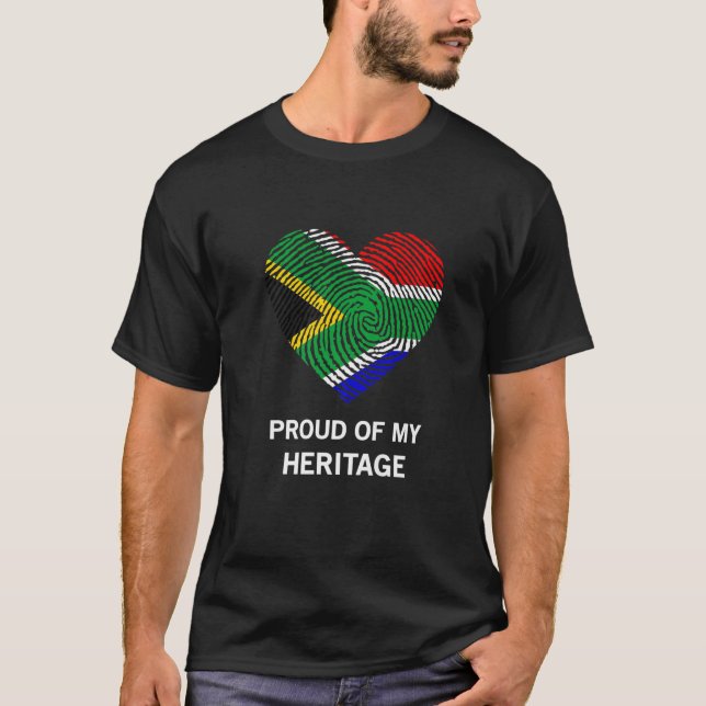 South African Flag DNA Heart Africa South Africa T-Shirt (Front)
