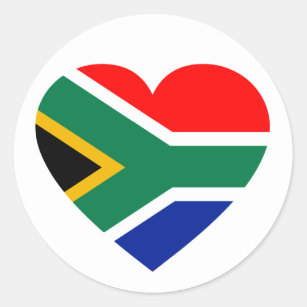 South African Flag Heart Classic Round Sticker