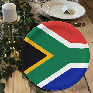 South African Flag plates, party, sports, S Africa Paper Plate