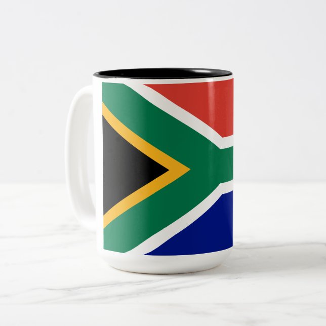 South African Flag Two-Tone Coffee Mug (Front Left)