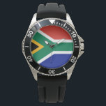 South African Flag Watch<br><div class="desc">This design features the national flag of South Africa (officially the Republic of South Africa), which is the southernmost country in Africa. About 80% of South Africans are of Black African ancestry, while the remaining population consists of large communities of European, Asian and multiracial ancestry. South Africa has three capital...</div>