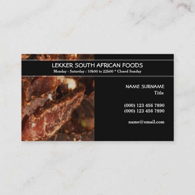 South African Food Shop | PERSONALIZE Business Card (Front)