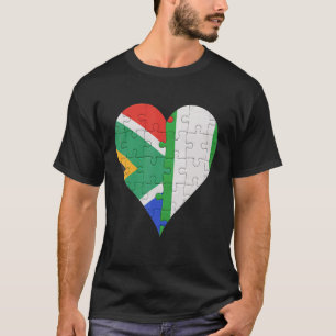 South African Nigerian Flag Heart T-Shirt