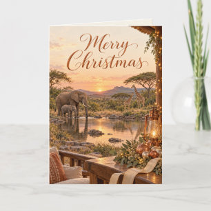 South African Safari Copper Merry Christmas Card