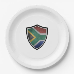 South African shield flag paper plate