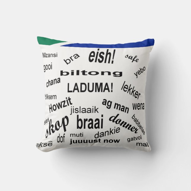 South African Slang Throw Pillow (Front)
