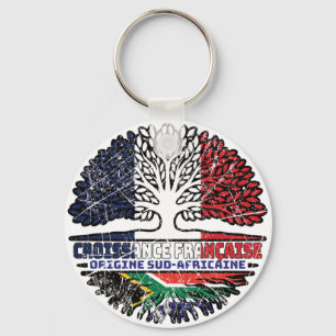 South African South Africa French France Tree Key Ring