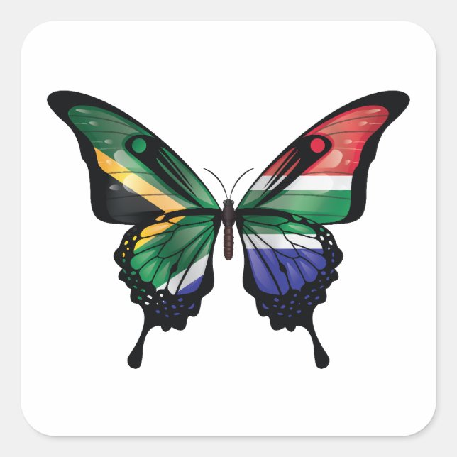 South African Swallowtail Butterfly Flag Square Sticker (Front)