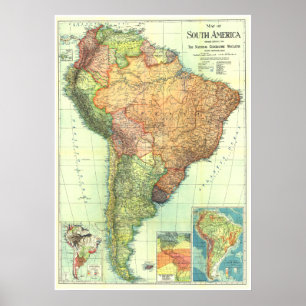 " South America: 1921 Detailed map ... Poster