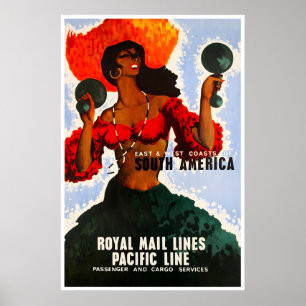 South America Art Royal Mail Lines Travel Poster