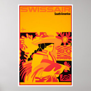 South America Art Swiss Air Travel Poster South