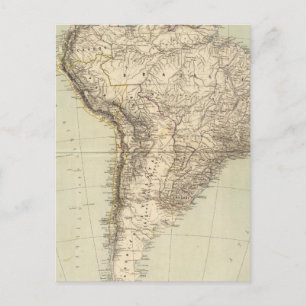 South America Atlas Map Postcard