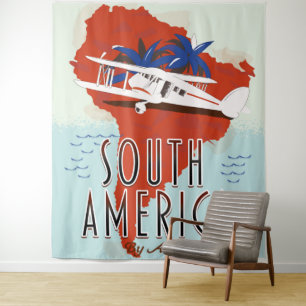 South America By Air travel poster Tapestry