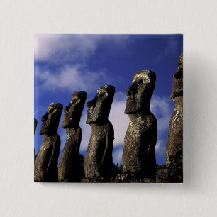 South America, Chile, Easter Island, Ahu Akiri. 15 Cm Square Badge