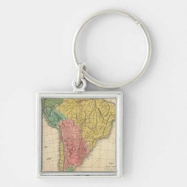 South America History Map Key Ring (Front)