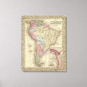 South America Map by Mitchell Canvas Print