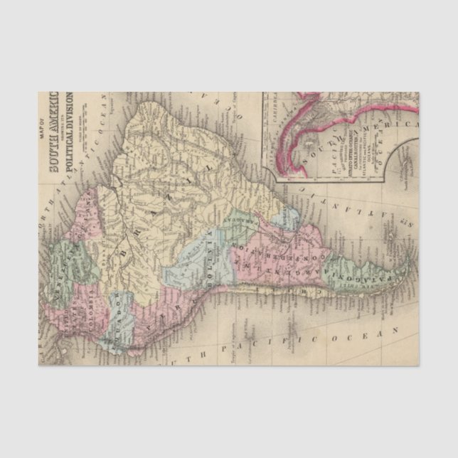 South America Map by Mitchell Tissue Paper (Front)
