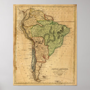 South America Map by Worcester Poster