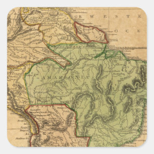 South America Map by Worcester Square Sticker