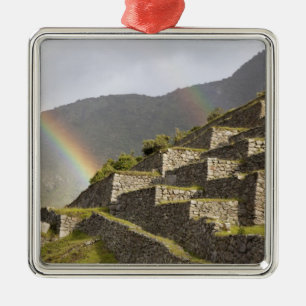 South America, Peru, Machu Picchu. Rainbows over Metal Tree Decoration