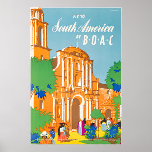 South America Poster BOAC Travel Art South America