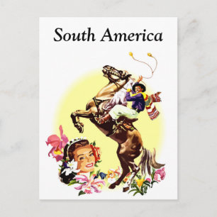 South America, vintage travel postcard