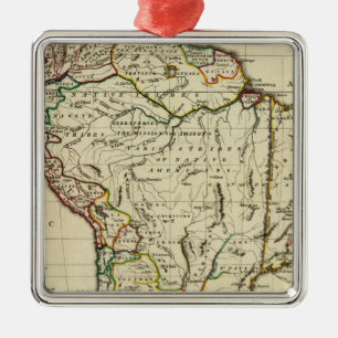 South America with boundaries outlined Metal Tree Decoration