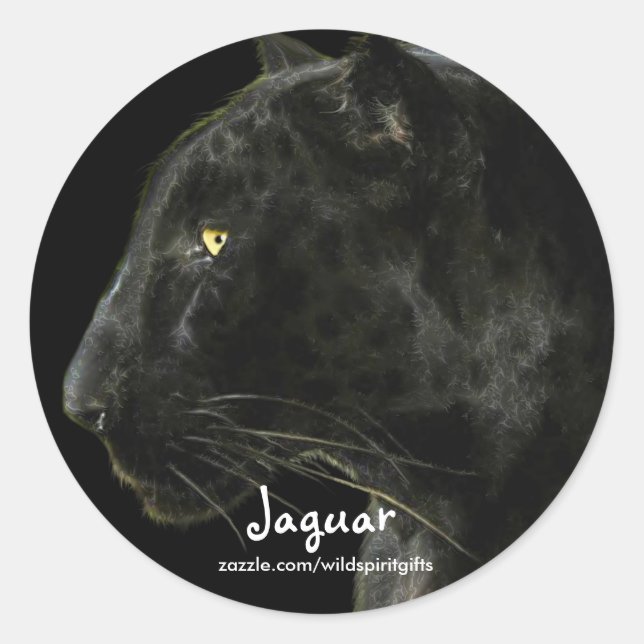 South American Black Jaguar Wildlife Collector Classic Round Sticker (Front)