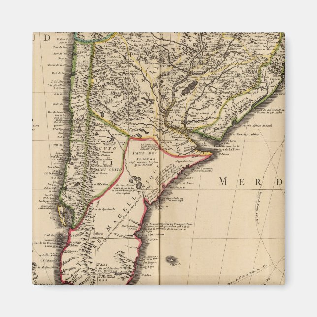 South American engraved map Magnet (Front)