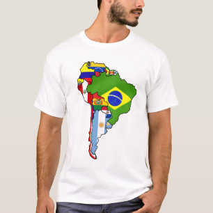 South American flags of South America Map T-Shirt