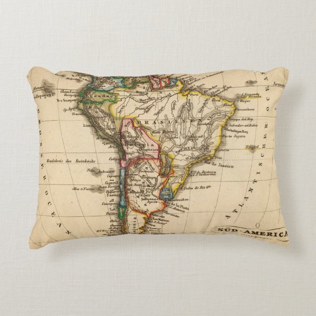 South American Map Decorative Cushion (Front)