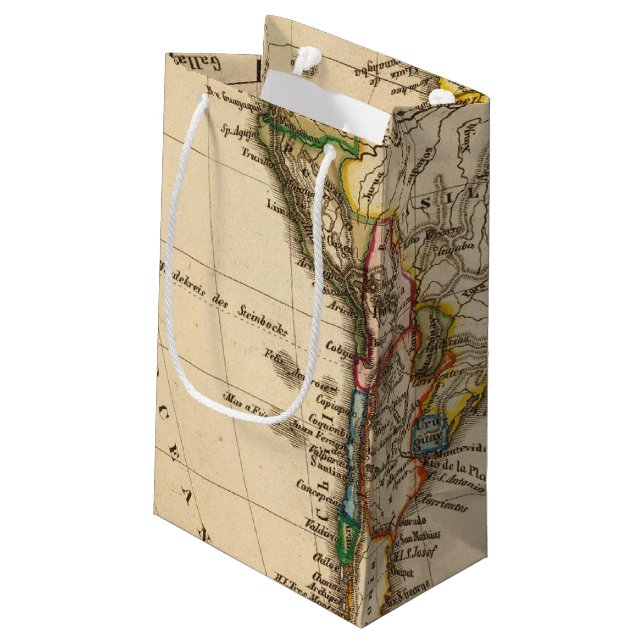 South American Map Small Gift Bag (Back Angled)