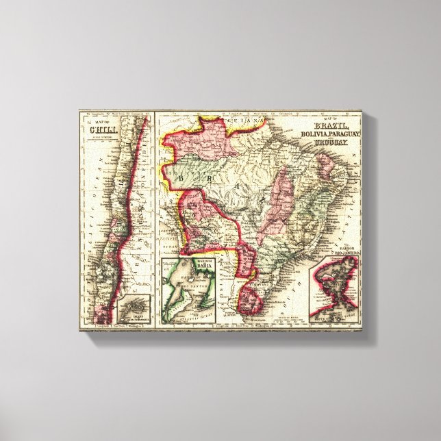 South AmericaPanoramic MapSouth America 2 Canvas Print (Front)